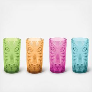 Tiki Drinkware 4-Piece Jumbo Glass Set