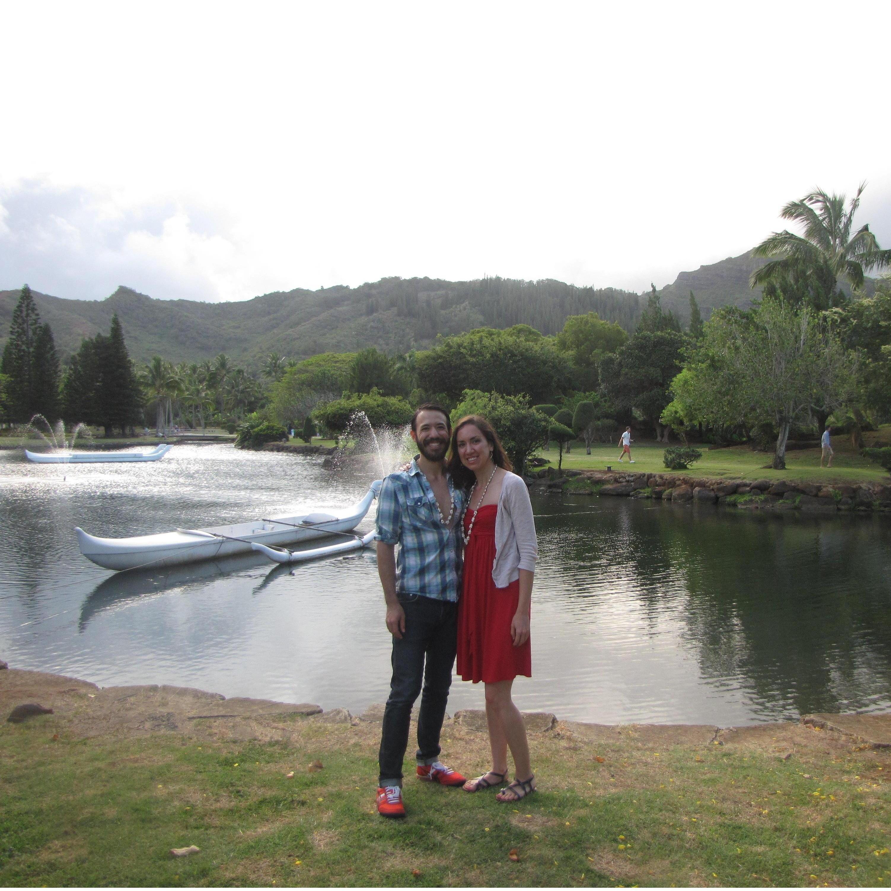 At a luau in Hawaii