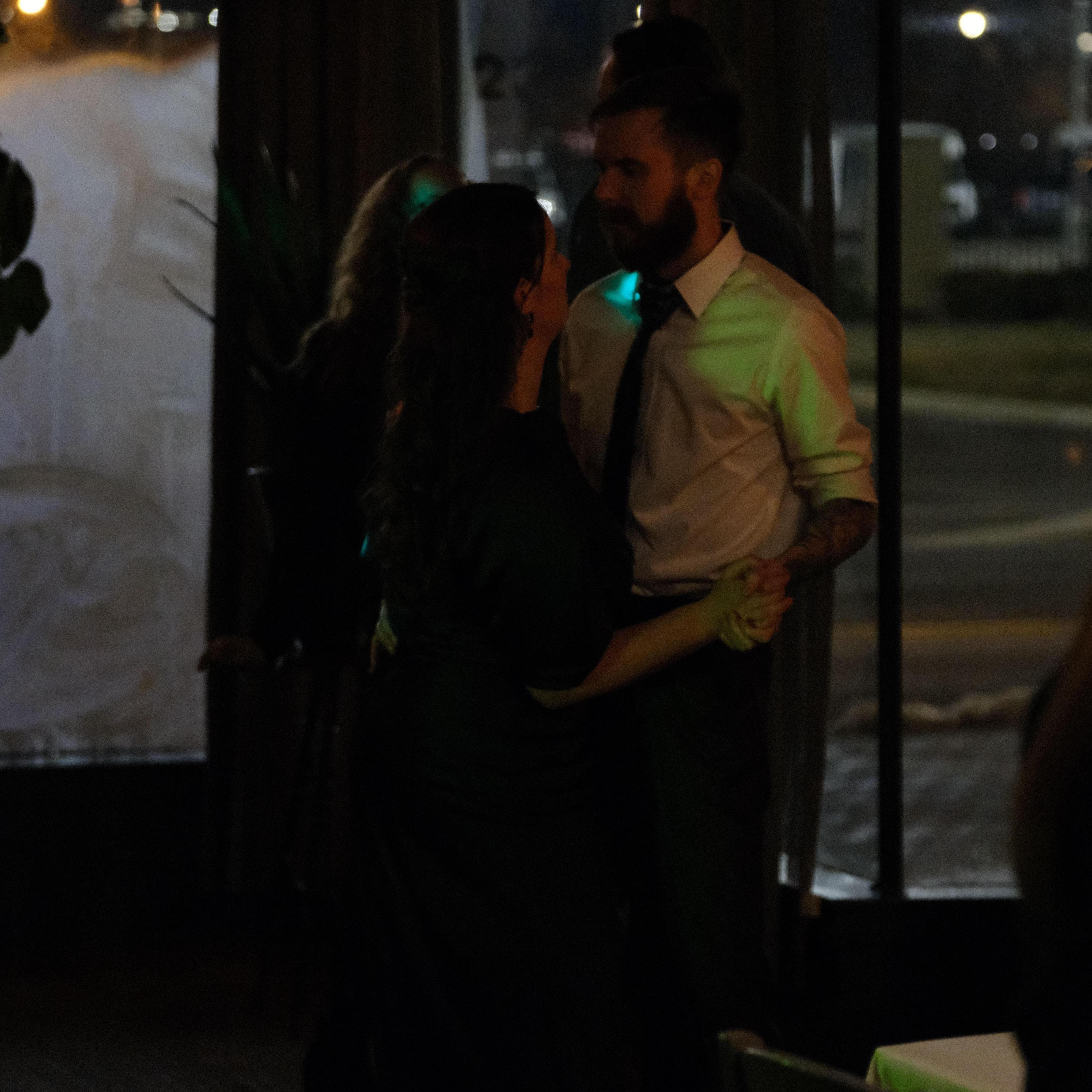 Candid of us dancing at Jessie and Tom's wedding.