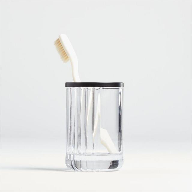 Ribbed Black Glass Tumbler