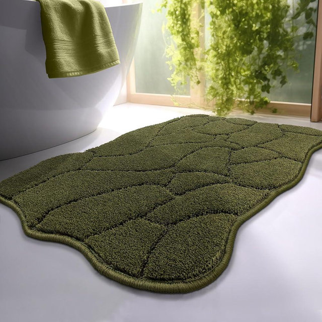 Bathroom Rugs, 32x20 Inches Bath Mats for Bathroom Non Slip, Extra Soft Absorbent Microfiber Shower Bath Rugs Mats Carpet for Bathroom Floor, Machine Washable (Olive Green)