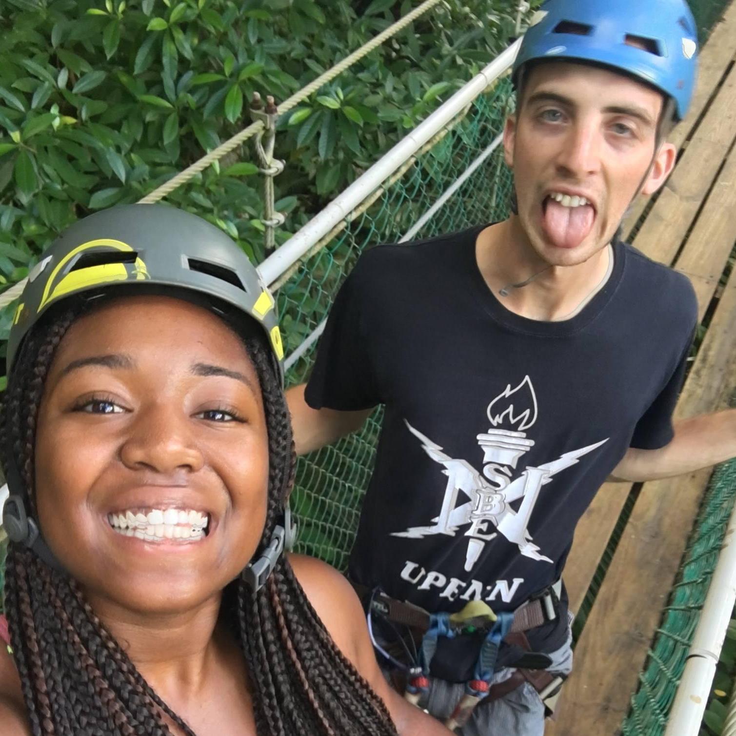 Ziplining during our first "baecation" in Belize!
