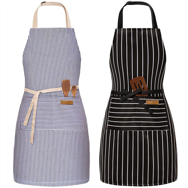 BeLuyi 2 Pack Adjustable Bib Apron with 2 Pockets Chef Cooking Kitchen Restaurant Aprons for Women Men