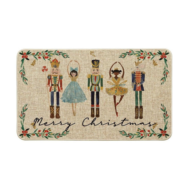 Artoid Mode Watercolor Nutcrackers Merry Christmas Welcome Decorative Doormat, Seasonal Winter Low-Profile Rug Switch Mat for Indoor Outdoor 17x29 Inch