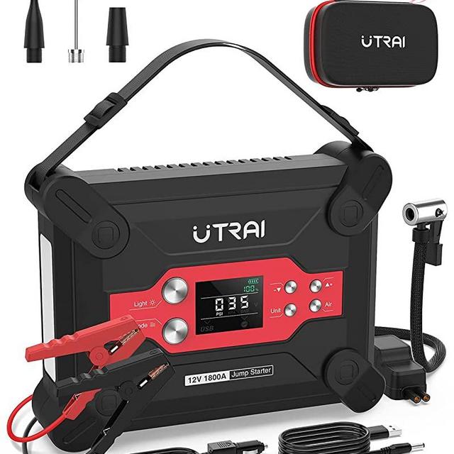 Jump Starter with Air Compressor, UTRAI Jstar 6 120 PSI 1800A 24000mAh(7L Gas 6L Diesel Engine) 12V Battery Jump Pack with Air Pump LCD Screen for Cars, Trucks, SUV