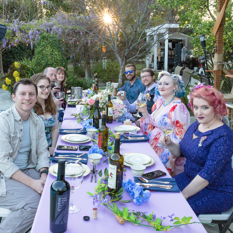 Our small but mighty wedding party in Elisa's backyard!
Photo by Justin Davidson Photography
Flowers by Wendy Waagenaar