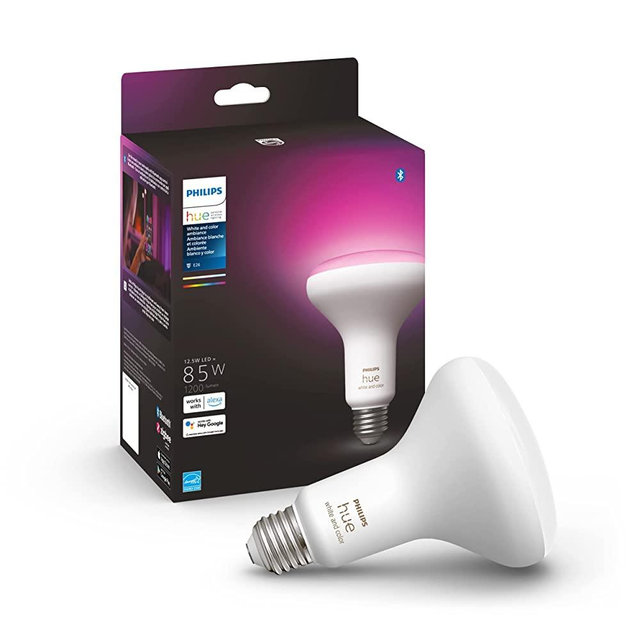 Philips Hue White & Color Ambiance BR30 LED Smart Bulbs (Bluetooth Compatible), Compatible with Alexa, Google Assistant, and Apple HomeKit, New Version, 1 Bulb (577956)