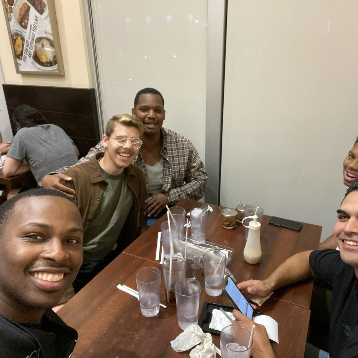 The groomsmen out to eat