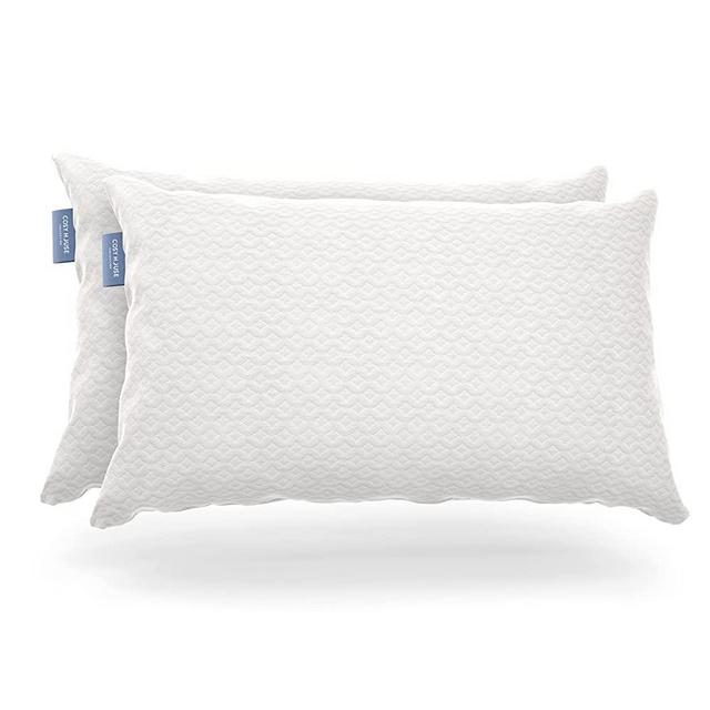 Cosy House Collection 2-Pack Luxury Bamboo Viscose Shredded Memory Foam Pillow - Adjustable & Removable Fill - Soft & Breathable Cover with Zipper Closure for Side, Back, & Stomach Sleepers (Queen)