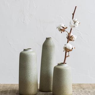 Glaze Finish Stoneware 3-Piece Vase Set