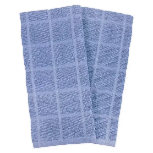 KitchenSmart® Colors Solid Windowpane Kitchen Towels in Capri (Set of 2)