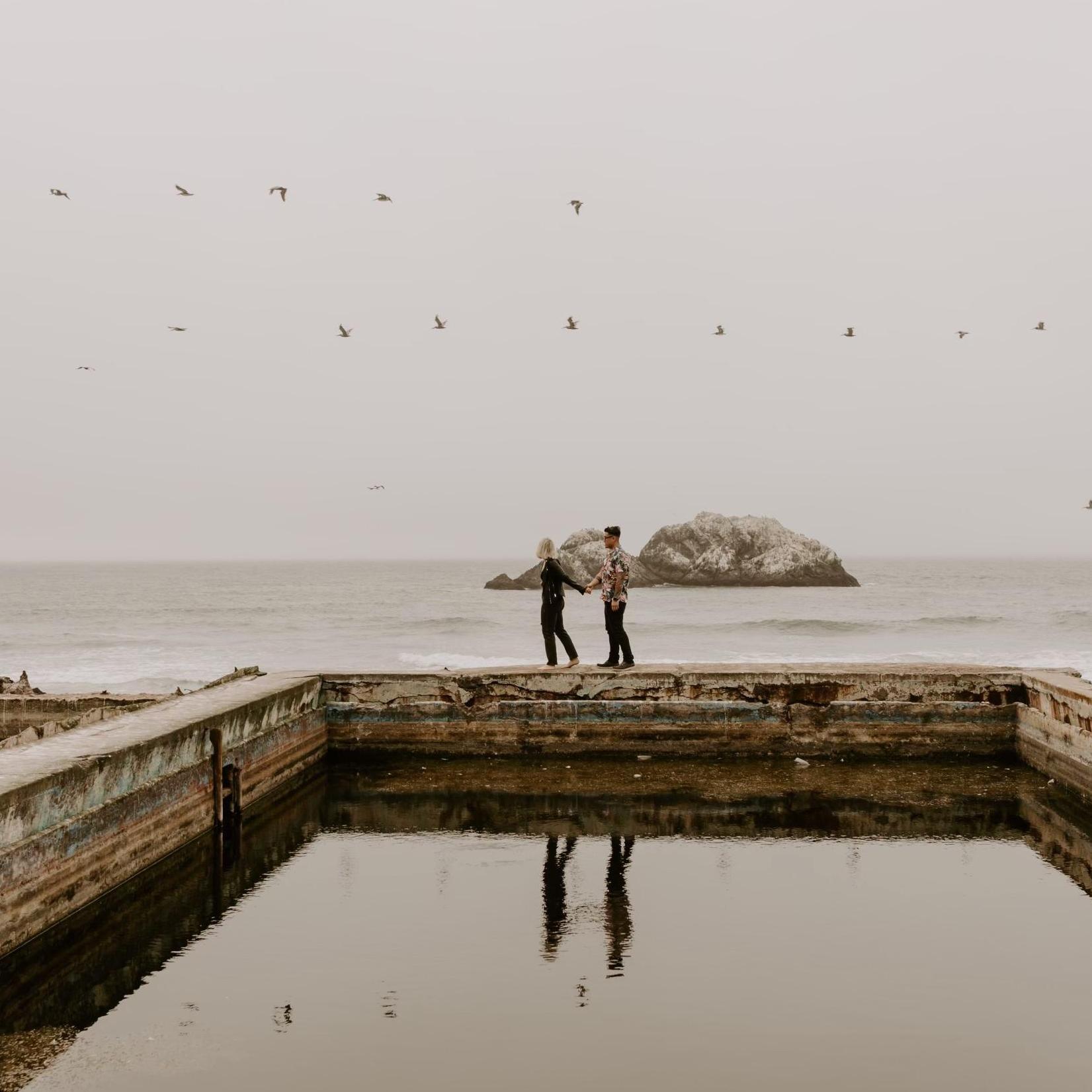 The birds right on cue 07/2022 Engagement Shoot, Sutro Baths