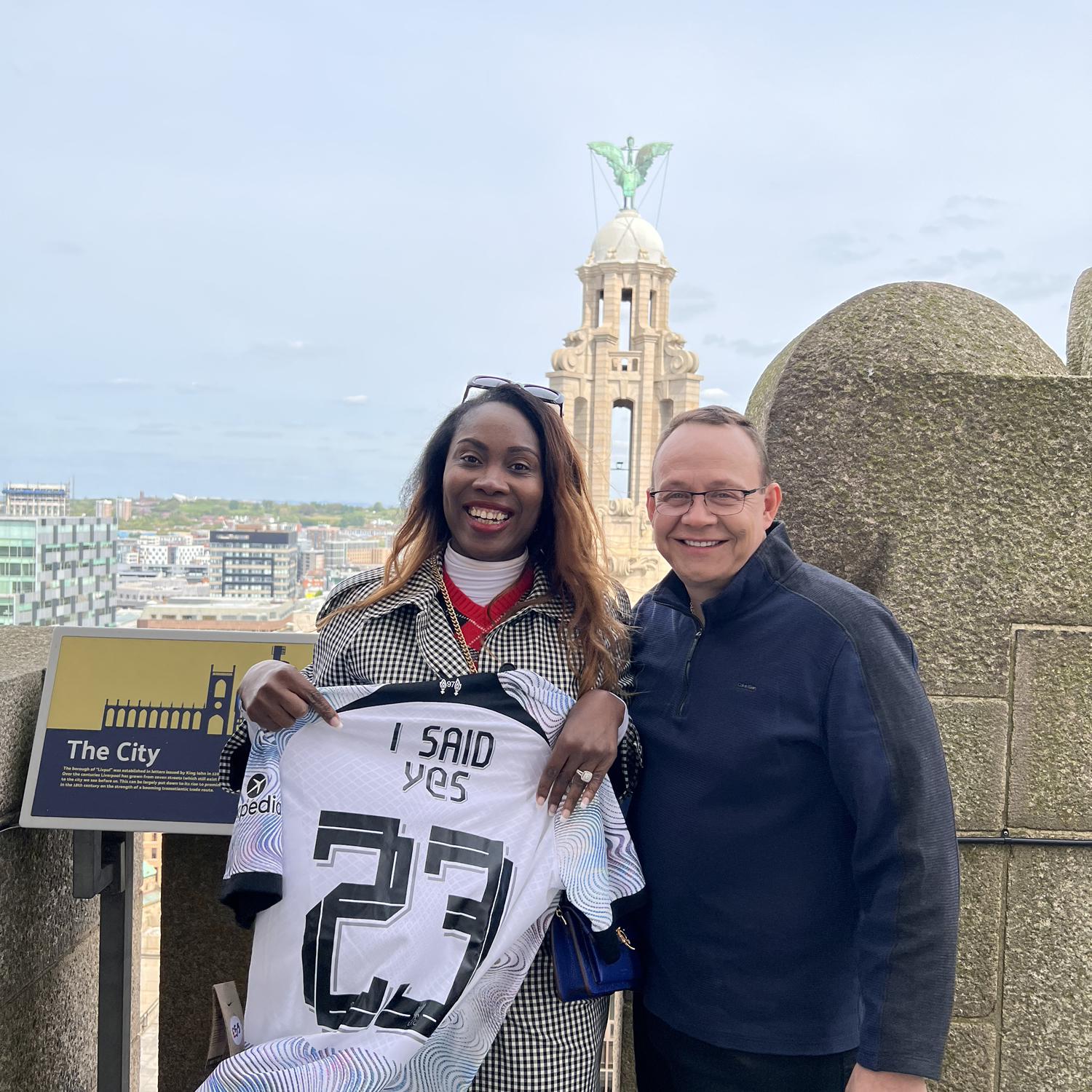 I said “yes” at the lover building Liverpool