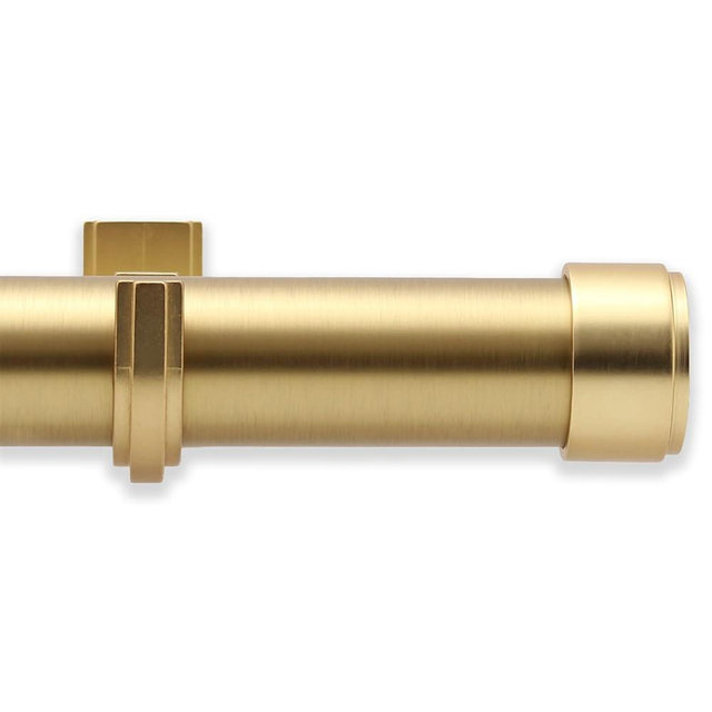 BlastHome Luxury 9 ft Custom Curtain Rod – 1 1/4" Large Diameter – Premium Brackets & Endcaps – Signature Collection Rods Connect for a Seamless Look – Brushed Gold Finish