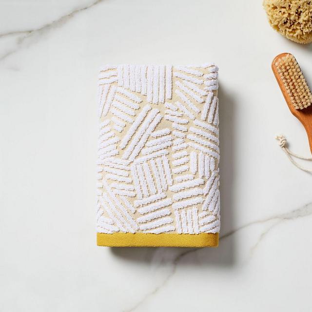 Organic Dashed Lines Sculpted Towel, Hand Towel, Dark Horseradish