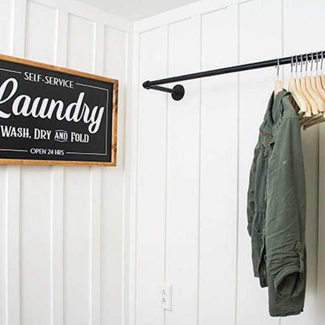 Industrial Laundry Room Drying Clothing Rack - Plumbing Pipe Towel and Clothing Bar. Clothes, Coat, and Garment Hanger, Laundry Towel Bar
