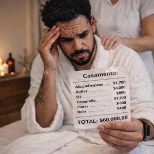 Massagem relaxante para o noivo depois de ver a conta do casamento