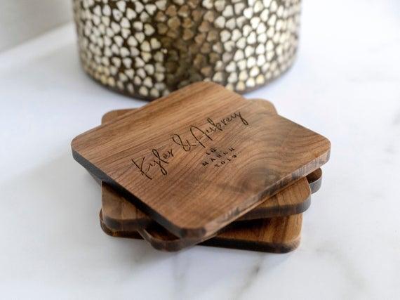 Personalized Coasters Personalized - Custom Coasters - Engraved Coasters - Wood Coasters engraved - coaster set - coaster wedding favors 031