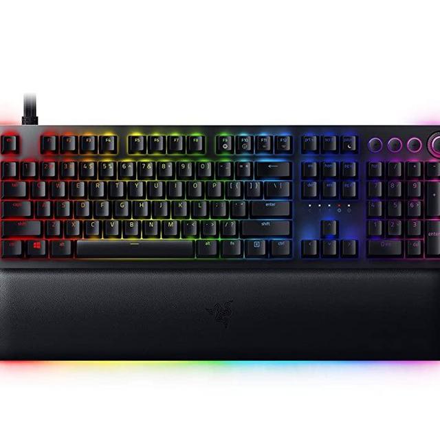 Razer Huntsman V2 Analog Gaming Keyboard: Razer Analog Optical Switches - Chroma RGB Lighting - Magnetic Plush Wrist Rest - Dedicated Media Keys & Dial - Classic Black
