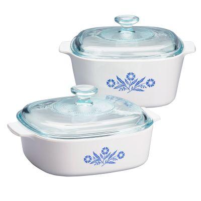 Corningware®Stovetop Pyroceram Blue Cornflower 4-pc Casserole Set