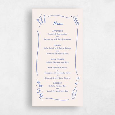 Blue Standard Wedding Menu - Aubrey