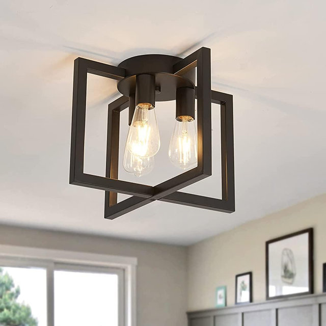 ZGLAOJT 3-Lights Ceiling Light Fixture,Industrial Semi Flush Mount Chandelier,Ceiling Lighting for Kitchen Living Room Bedroom Farmhouse Hallway Foyer