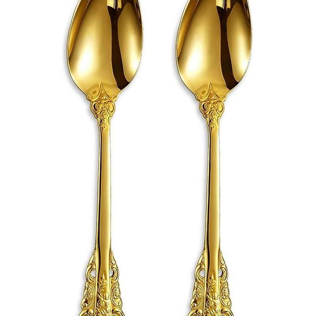 KEAWELL 2-Piece Gorgeous Large Gold Serving Spoon, 18/10 Stainless Steel, Sturdy Tablespoon, Dishwasher Safe