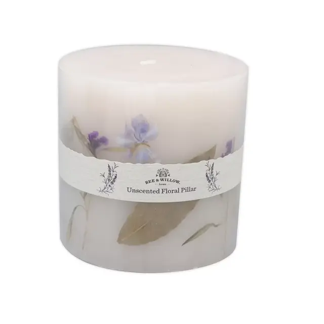 Bee & Willow™ Home 24 oz. Flower Spring Unscented Pillar Candle in Blue