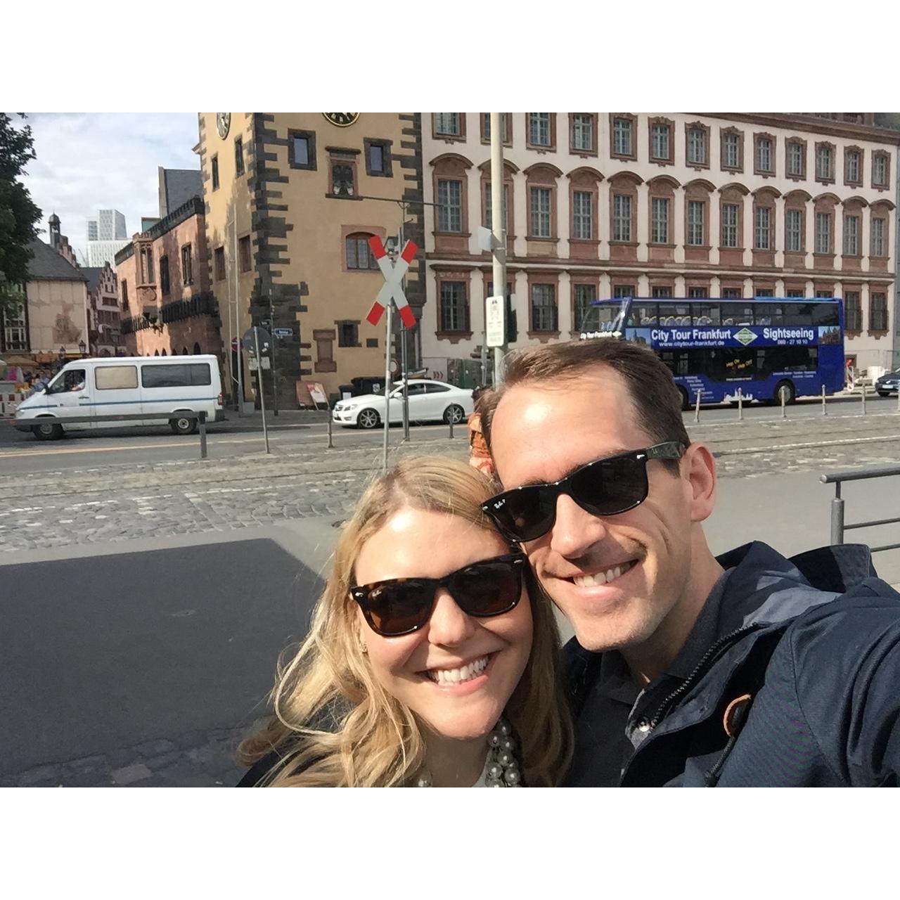A photo from our first international trip together, with the first stop in Frankfurt, Germany, on the way to see our dear friends in Berlin!