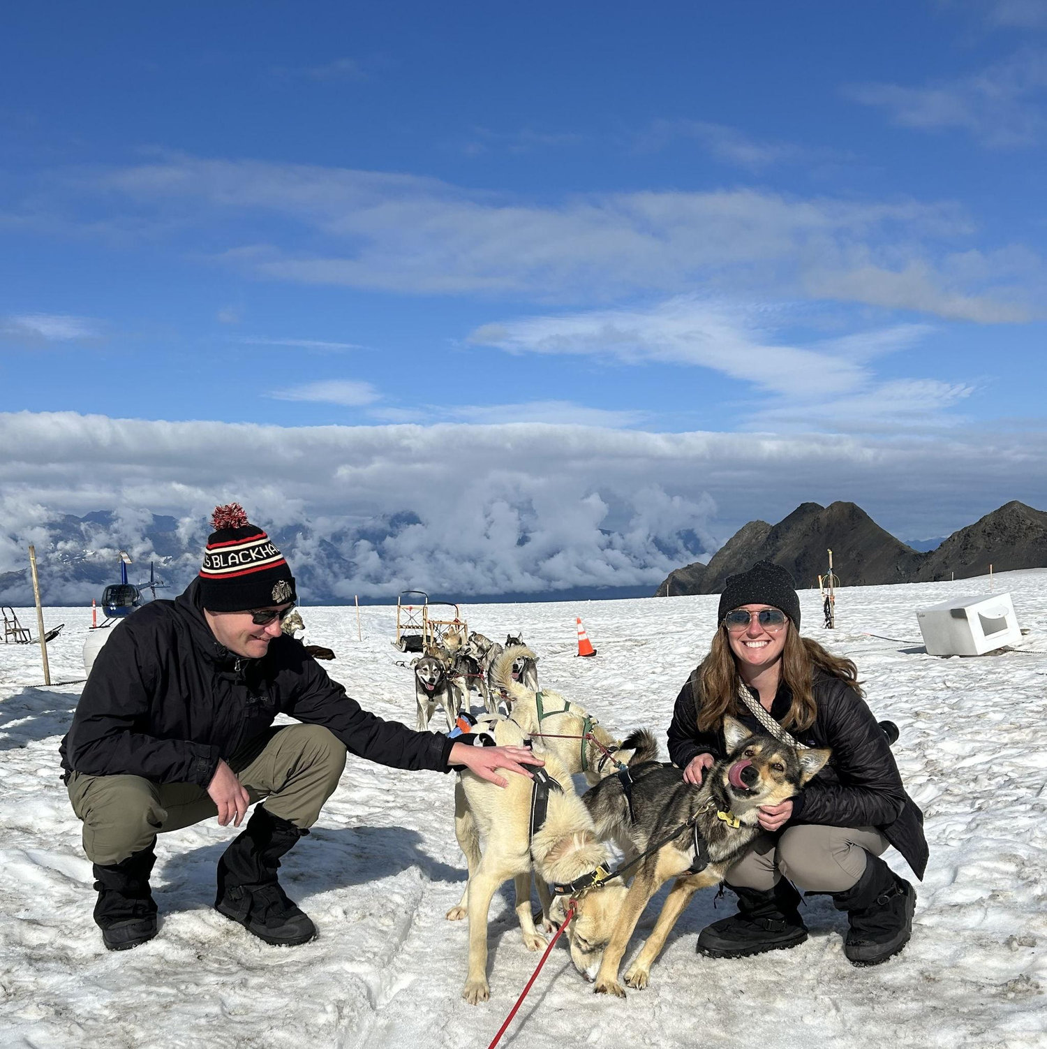 Helicoptered to the top of a glacier in Alaska to meet the sled dogs