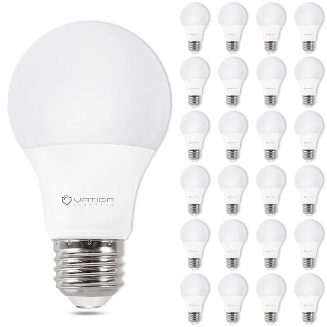 VATION LIGHTING A19 LED Light Bulbs 3000K Warm White, 60 Watt Equivalent, Efficient 8.5Watt, 800 Lumens, E26 Medium Base, Non-Dimmable, ETL/UL Listed, 24 Pack