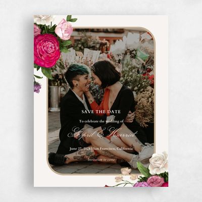 Beige Fall Wedding Save the Date - Eleganza Photo
