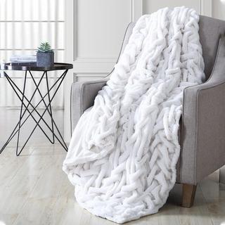 Luxury Solid Braided Faux Fur Throw