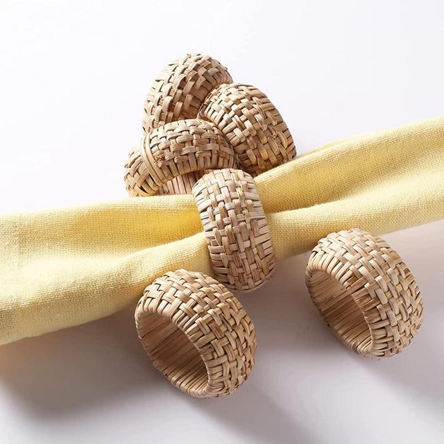 Rattan Napkin Rings Set of 12, Decorative Serviette Ring, Beach Napkin Holders, Napkin Rings Bulk for Party Decoration, Dinning Table, Everyday, Family Gatherings - A Great Tabletop Décor