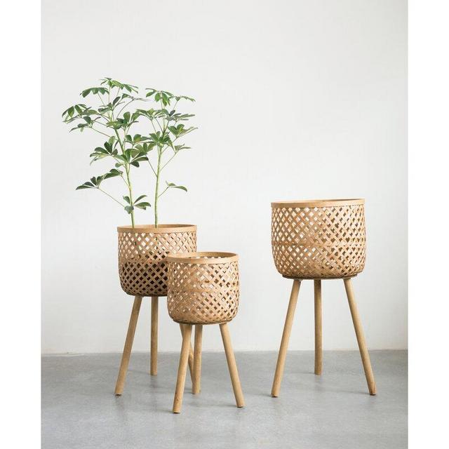 Floor 3 Piece Wicker Basket Set