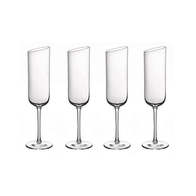 Villeroy & Boch New Moon Set, 4 Pieces, Elegant, Modern Sloping Champagne, Crystal Glass, Transparent, Dishwasher Safe