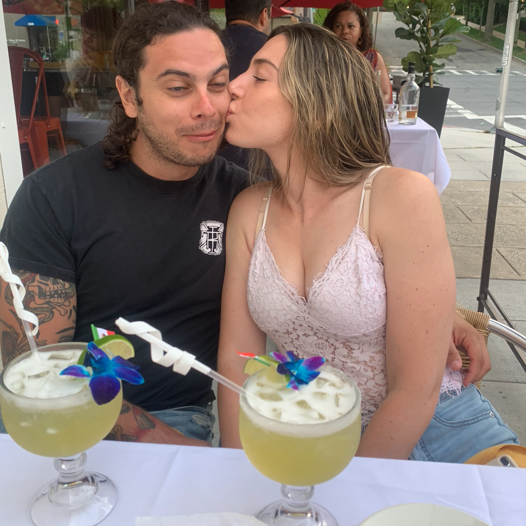 July 2021- They explored their neighborhood and came upon some giant margaritas!