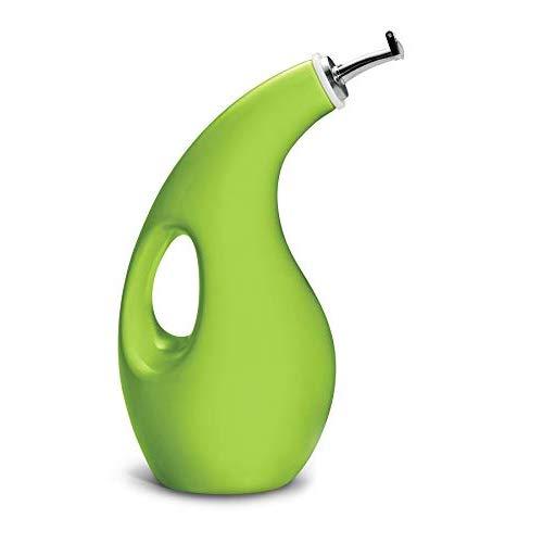 Rachael Ray 58388 Solid Glaze Ceramics EVOO Olive Oil Bottle Dispenser with Spout - 24 Ounce, Green