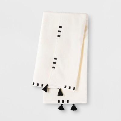 Embroidered Hem Towel Black/Cream - Opalhouse™