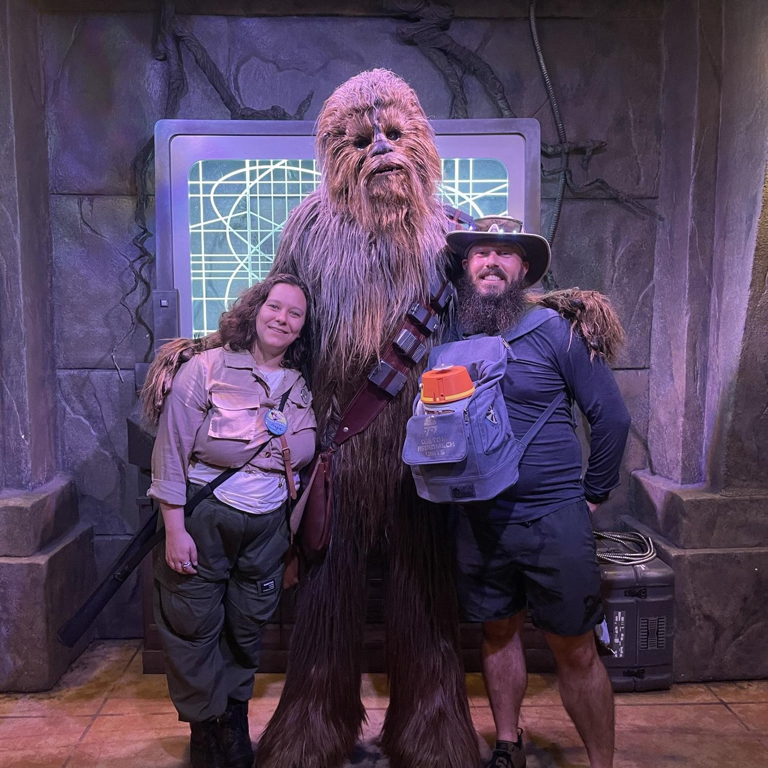 Us hanging out with Chewbacca at Disney! Best birthday trip ever!