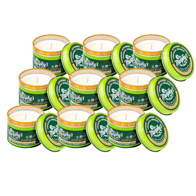 Murphy's Naturals Mini Mosquito Bug Repellent Candles for Outdoor Patio, Citronella & Essential Oils, 14-Hour Burn Time Each, 3.5 oz, 9-Pack