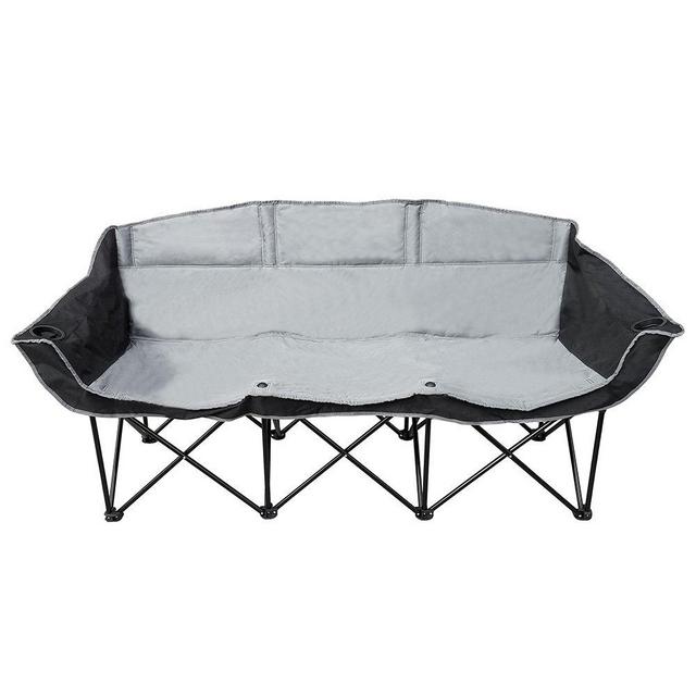 GoTEAM! 3 Seat Portable Folding Bench/Couch - Black/Gray