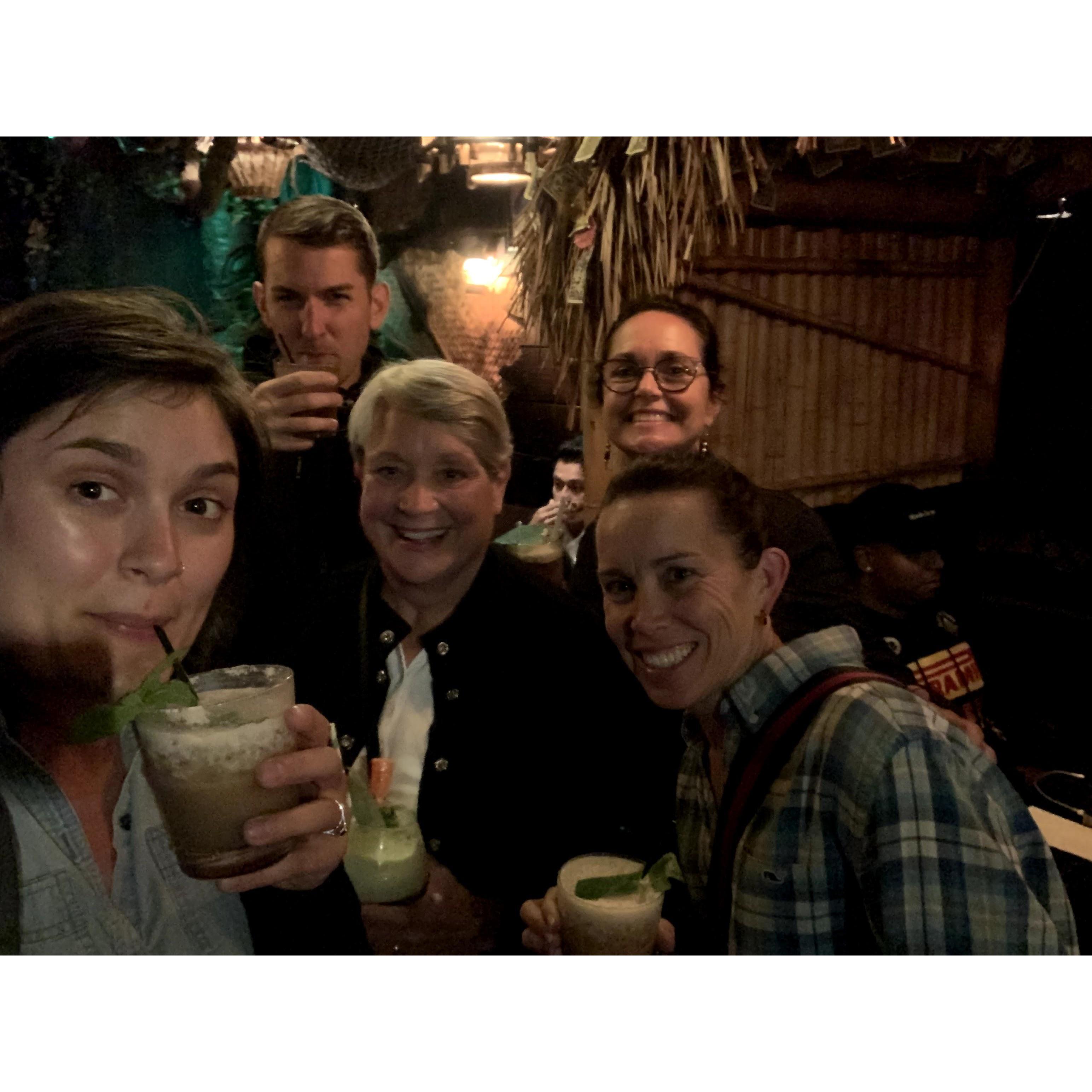 Tiki time with Natalie's family - Mom, Keely, and LueLue