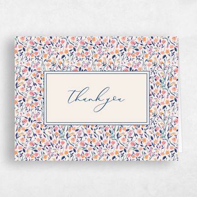 Dark Royal, Beige Wedding Thank You - Ariella Landscape