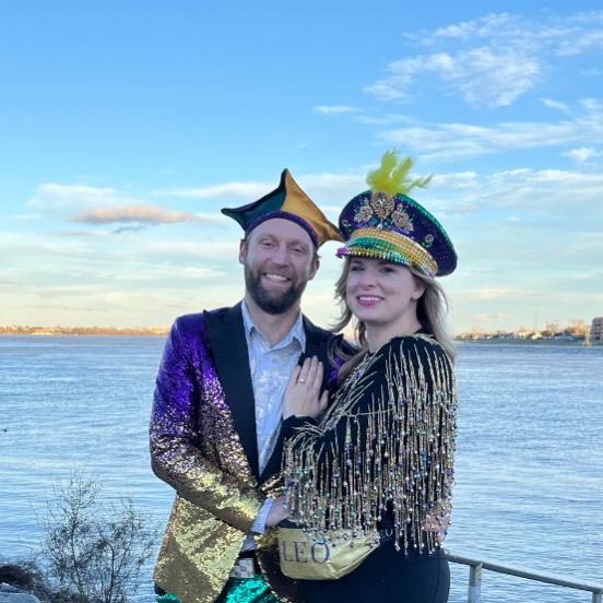 We both grew up on the Mississippi, so the riverfront in New Orleans was the perfect place for Alex to propose!