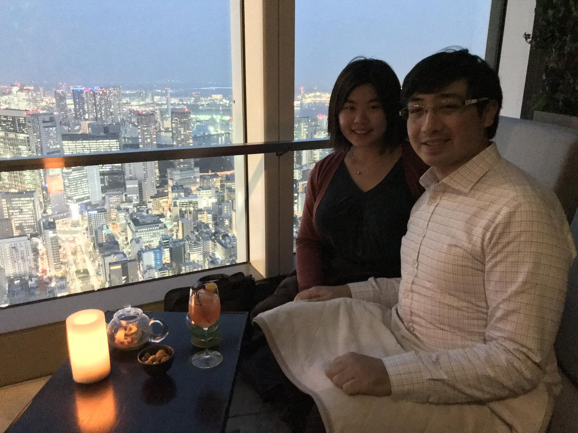 Grabbing a drink at one of our favorite spots (Andaz) to view the cityscape in Tokyo in 2017.