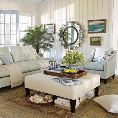 Fairfax Large Ottoman, Tapered Leg with Smooth Top