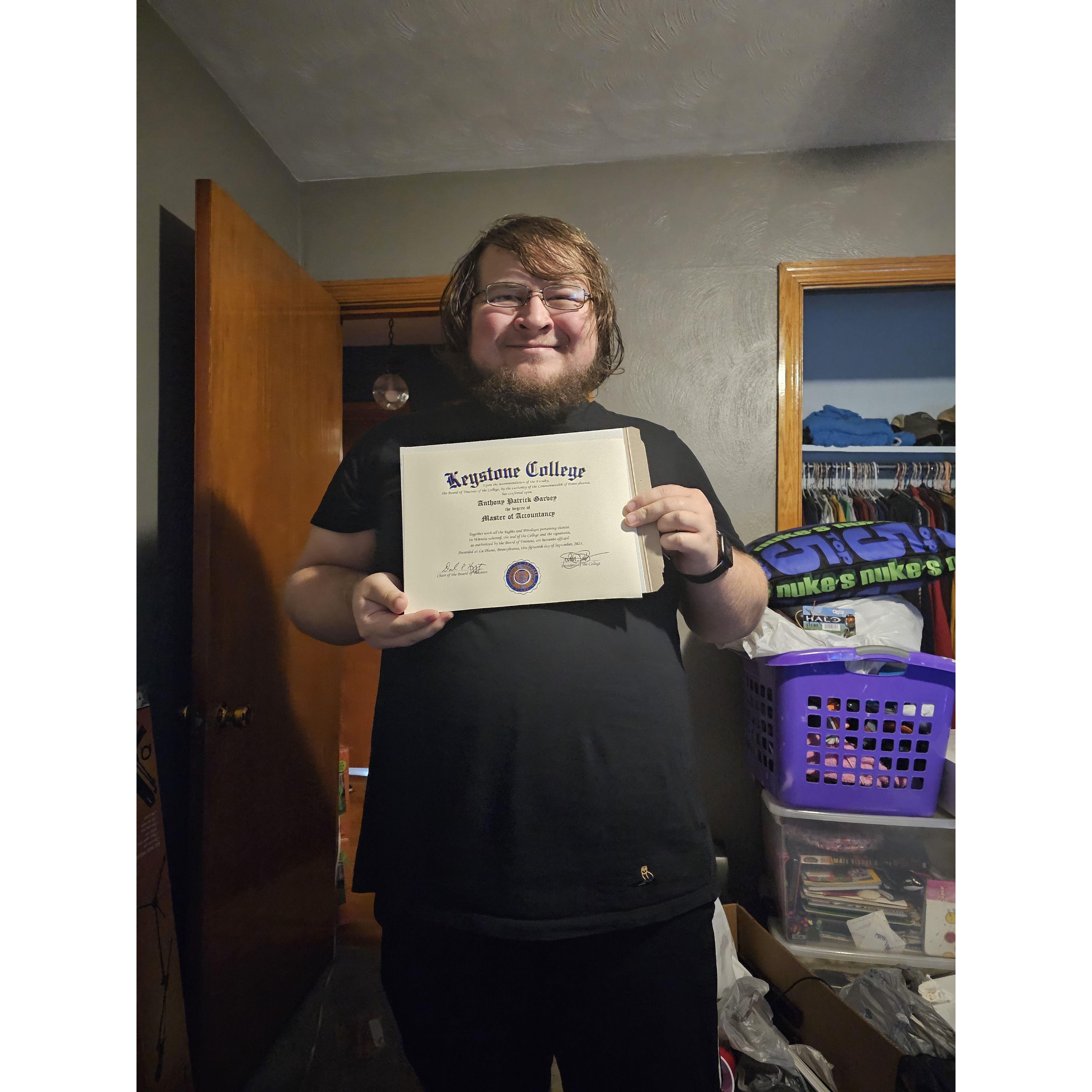 Tony gets his Master's Degree