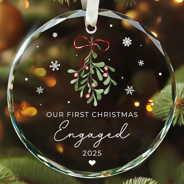 TEEBIM Engagement Gifts for Couples - Engagement Gifts for Women, Her, Bride to Be, Couple - Just Engaged Gift for Her, Friends - Engaged Ornament 2025 - Newly Fiance Gift for Her - Glass Ornament