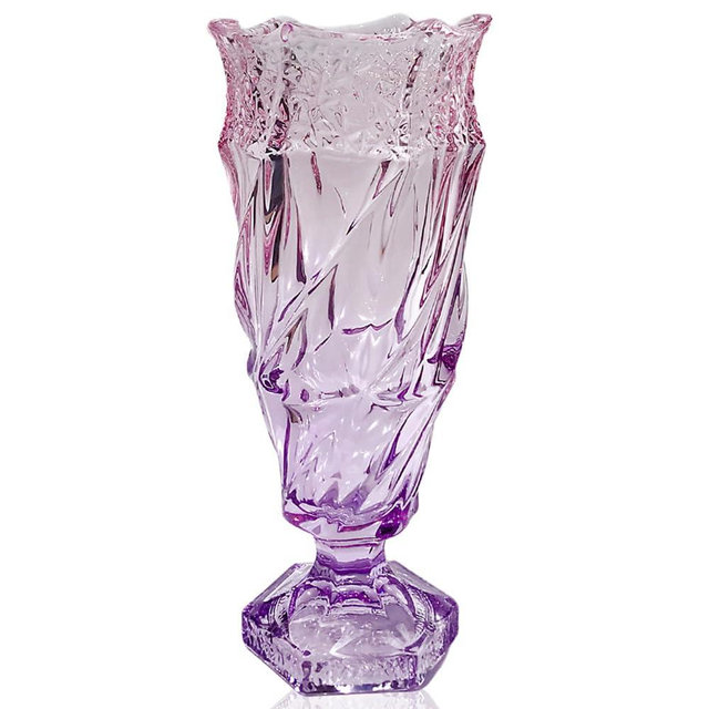 Eastern Rock Glass Flower vase 2.4lb 9.5inch,Bohemian Style, for Centerpieces,Wedding,Home Decor Glass Vase (Purple Pink)